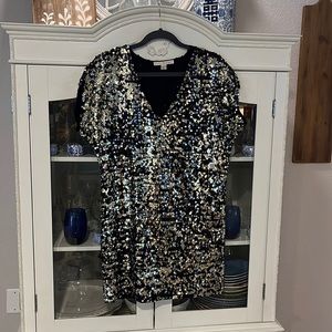 Boston Proper Black and Gold Sequin Dress